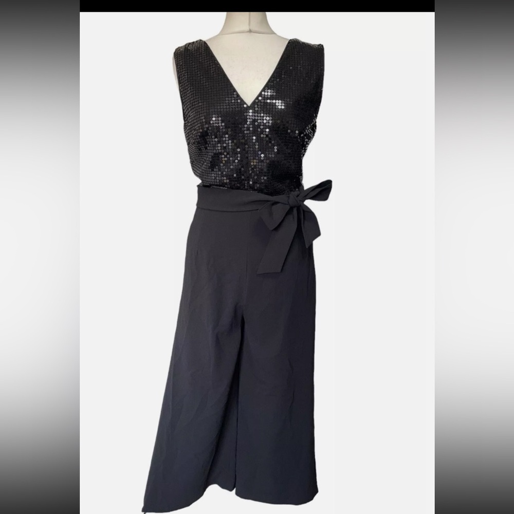 H&M sequin belted jumpsuit size 4